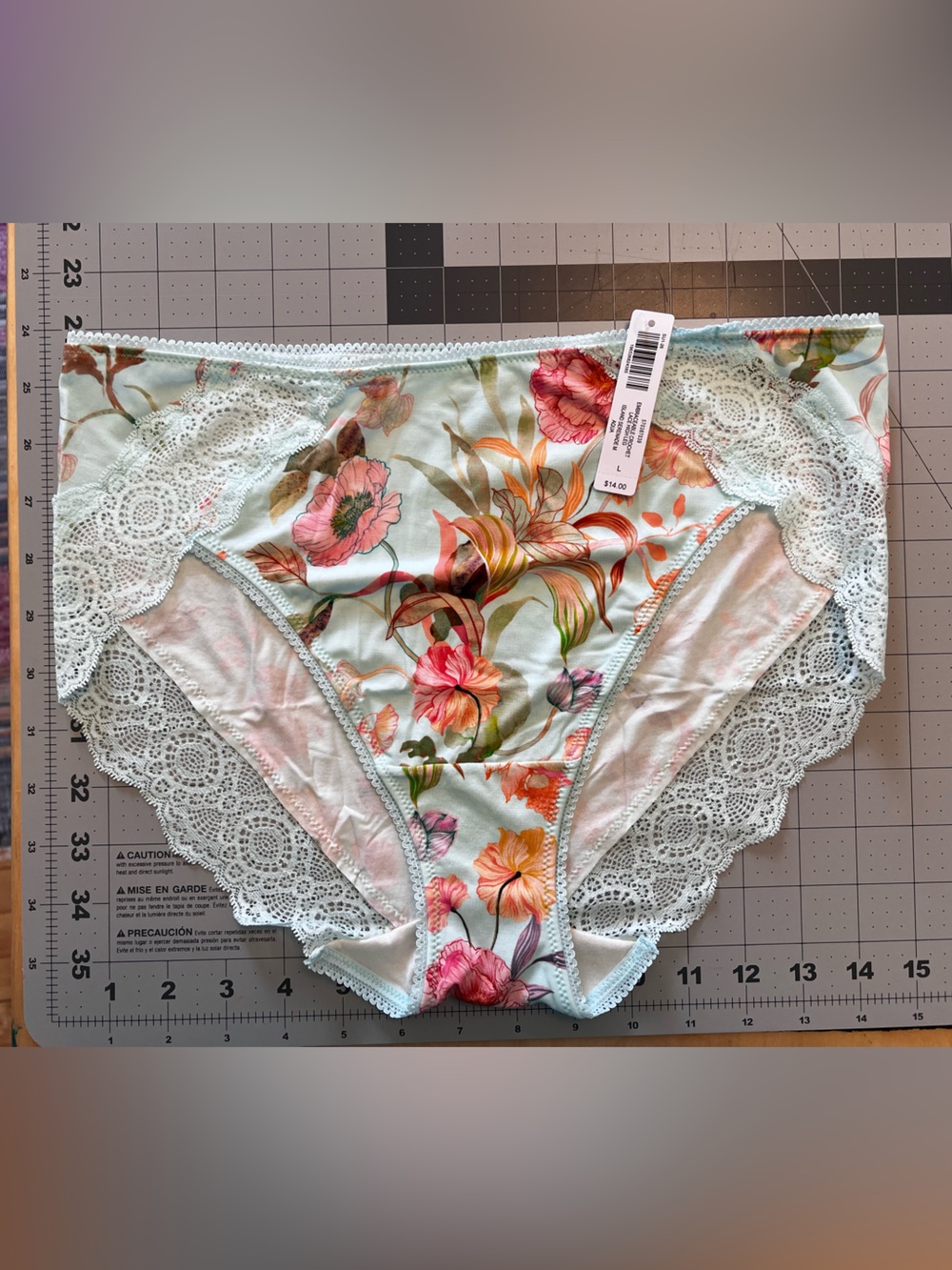 Soma Mint Bikini Briefs with Pink Floral Accents